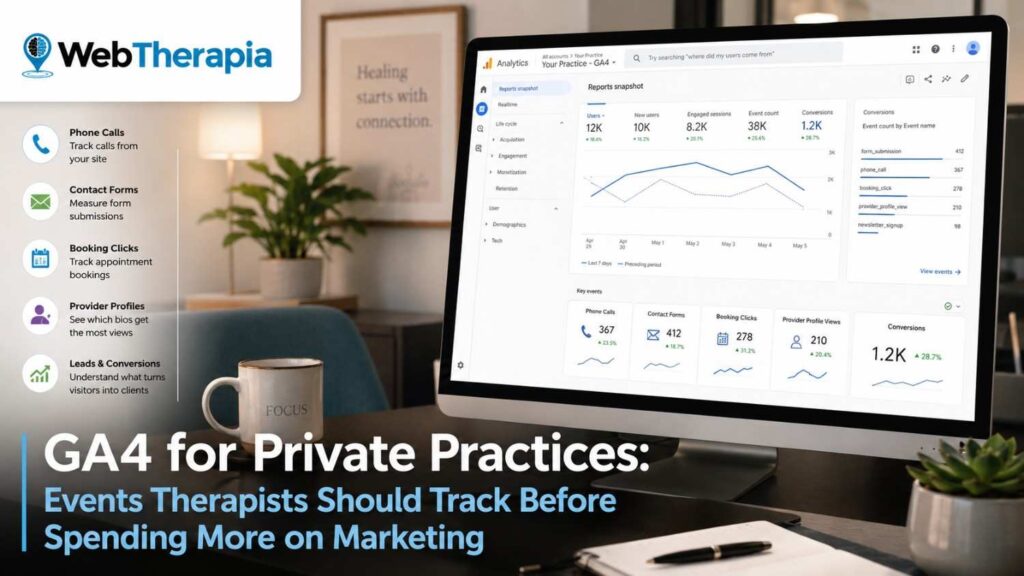 GA4 for Private Practices: Events Therapists Should Track Before Spending More on Marketing
